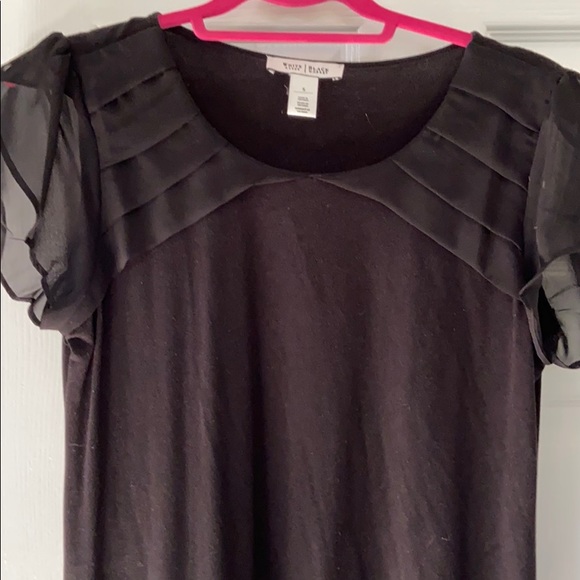Black T-shirt with sheer detail on sleeves - Picture 2 of 3